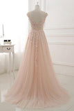 tmallworld Pink Lace and Tulle Elegant A-line Floor Length Wedding Party Dress, Soft Pink Party Dress, Formal Dresses