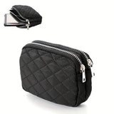 Quilted Double Layer Coin Purse, Zipper Around Card Holder, Women's Card Case & Short Wallet