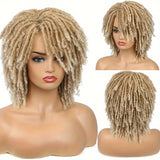 180% Density Afro Curly Unisex Dreadlock Wig - Breathable Rose Net Cap, Layered Faux Locs Braids, Synthetic Afro Bob Wig for Women and Men, Sports Style, Unisex Adult