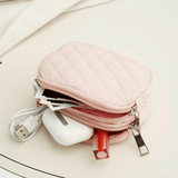 Quilted Double Layer Coin Purse, Zipper Around Card Holder, Women's Card Case & Short Wallet