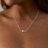 925 sterling silver plated necklace simple cross pendant necklace retro pendant necklace women's clavicle chain delivery gift box