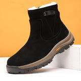 Men's Casual Snow Boots, Anti-skid Windproof Side-zippered Ankle Boots With Fuzzy Lining For Outdoor, Autumn And Winter