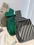 themeisles Woven Striped Contrast Color Woven Handbag Bags