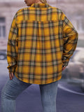 Plus Size Plaid Print Shirt - Relaxed Casual Long Sleeve Button Up with Lapel Collar and Loose Fit - Designed for Womens Plus Size Clothing Collection