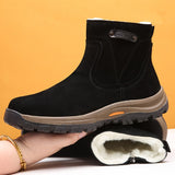 Men's Casual Snow Boots, Anti-skid Windproof Side-zippered Ankle Boots With Fuzzy Lining For Outdoor, Autumn And Winter