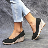 Womens Mesh Wedge Shoes - Ultra-Breathable & Pillow-Soft Sole - Effortless Slip-On - Stylish Linen Casual Wedges - Gentle Heels for All-Day Comfort