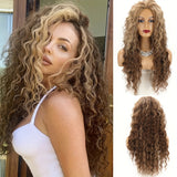 26 Inch Synthetic Ombre Wig - Effortlessly Chic Long Curly Wavy Style - Velvety Soft, Heat Resistant for Beginners - Perfect Daily Wear, Quick Transformation for Women