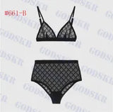 Charm Gather Underwear Sexy Swimwear Letter Lace Lingerie For Women See Through Mesh Bra Set 3 Colors