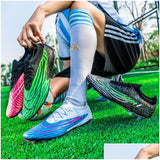 Soccer Shoes Mens Professional Light Non-Slip Soft Tf/Fg Football Boots Cleats Grass Training Sneakers Outdoor Sport Footwears 240607 Dhgrh