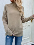 themeisles Stylish Long Sleeves Loose Solid Color High-Neck Sweater Tops