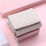 Heart Embroidered Faux Leather Wallet, Women's Small Cute Wallet With Multi Card Slots