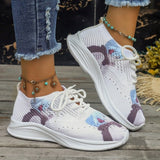 themeisles - White Casual Sportswear Daily Frenulum Printing Round Mesh Breathable Comfortable Out Door Shoes