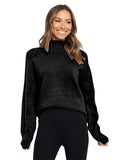 themeisles Stylish Long Sleeves Loose Solid Color High-Neck Sweater Tops