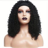 Headband Wigs For Women Black Short Afro Kinky Curly Headband Wig Shoulder Length Kinky Curly Synthetic Wig, 14 Inch #350 None Lace Front Wigs For Women 1B#