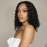 Glueless 4x4 Wig Deep Wave Human Hair Wig 4x4 Transparent Lace Frontal Wigs Glueless Wigs Human Hair Pre Plucked For Women Free Part Brazilian Human Hair Curly Wigs 150%