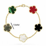 luxury clover four designer fashion charm bracelets for girls women 18K gold silver black white red green brand bracelet wedding party jewelry a218