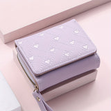 Heart Embroidered Faux Leather Wallet, Women's Small Cute Wallet With Multi Card Slots