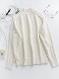 themeisles Stylish Long Sleeves Loose Solid Color High-Neck Sweater Tops