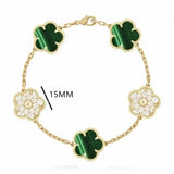 luxury clover four designer fashion charm bracelets for girls women 18K gold silver black white red green brand bracelet wedding party jewelry a218