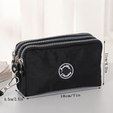 Women's Three-layer Zipper Coin Purse, Wristlet Mobile Phone Wallet, Versatile Clutch Bag