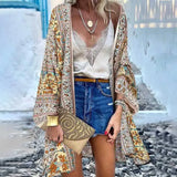 Women's Blouses Shirts Bohemian Printed Cardigan Womens Summer Blouses Kimono Cape ZANZEA  Casual Long Slve Floral Blsua Female Open Front Tunic T240510