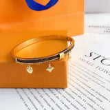 New Style Bracelets Women Bangle Designer Letter Jewelry Faux Leather 18K Gold Plated Stainless steel Wristband Cuff Fashion Jewelry Accessories S070