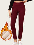 Cozy Fleece-Lined High-Waist Leggings For Women - Stretchy & Warm Yoga Pants With Tummy Control, Perfect For Fall/Winter