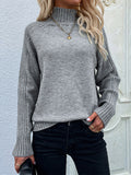 themeisles Stylish Long Sleeves Loose Solid Color High-Neck Sweater Tops