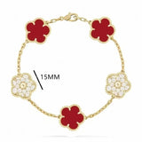 luxury clover four designer fashion charm bracelets for girls women 18K gold silver black white red green brand bracelet wedding party jewelry a218