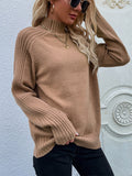 themeisles Stylish Long Sleeves Loose Solid Color High-Neck Sweater Tops