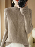 themeisles Urban Long Sleeves Solid Color Half Turtleneck Sweater Tops