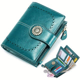 Genuine Leather Fashion RFID Wallet Women Clutch Credit Card Holder, Women's Casual Coin Purse Large Capacity Coin Purse, Ladies Zipper Clutch Bag short Wallet