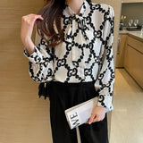 Women's Blouses & Shirts Spring Summer Women's Chic Printing Ladies Long Sleeve Tops Blusas MujerWomen's