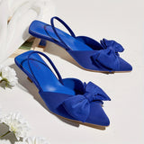 Chic Bowknot Kitten Heels Sandals - Solid Color Pointed Toe Slingback - Comfortable Slip-On for Women - Versatile Low Heels