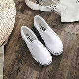 themeisles Hand-Painted Canvas Shoes White Shoes Lazy Slip-on Korean Style Spring Trendy Men's and Women's Couple Student Elastic Board Shoes