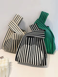 themeisles Woven Striped Contrast Color Woven Handbag Bags