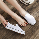 themeisles Hand-Painted Canvas Shoes White Shoes Lazy Slip-on Korean Style Spring Trendy Men's and Women's Couple Student Elastic Board Shoes