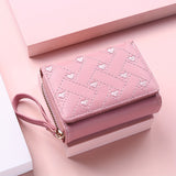 Heart Embroidered Faux Leather Wallet, Women's Small Cute Wallet With Multi Card Slots