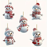 5-piece Acrylic Cartoon Snowman Decorative Art Christmas Pendant Ornament for Home and Garden Tree Decoration