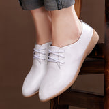 Womens Chic Solid Color Flat Oxfords - Ultra-Comfortable Pointed Toe Lace-Ups - Perfect All-Match Commuter & Office Shoes