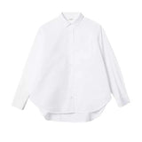 Toteme Embroidered Cotton Lapel Shirt  Fall Classic Designer Simple Loose Long Sleeve White Womens Tops Free Shipping