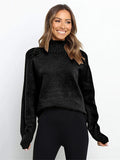 themeisles Stylish Long Sleeves Loose Solid Color High-Neck Sweater Tops