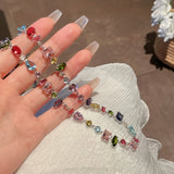 Candy Colorful Crystal Zircon Necklace Bling Bling Y2K Style Rainbow Clavicle Chain Jewelry Gifts For Eid