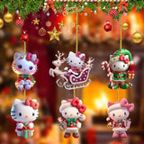 6pcs Sanrio Hello Kitty & Kuromi Acrylic Christmas Ornaments Set - Perfect for Tree Decoration, New Year & Holiday Celebrations