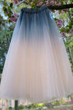 themeisles Beautiful Blue and Pink Tulle Gradient Long Skirt, Lovely Women Skirts