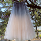 themeisles Beautiful Blue and Pink Tulle Gradient Long Skirt, Lovely Women Skirts