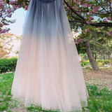 themeisles Beautiful Blue and Pink Tulle Gradient Long Skirt, Lovely Women Skirts