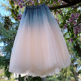 themeisles Beautiful Blue and Pink Tulle Gradient Long Skirt, Lovely Women Skirts