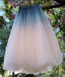 themeisles Beautiful Blue and Pink Tulle Gradient Long Skirt, Lovely Women Skirts