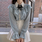 themeisles Blue Bow Ruffle Shirt SE22771